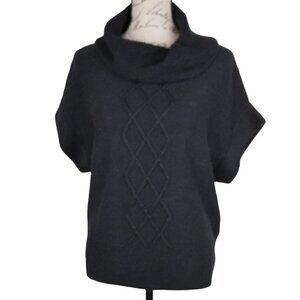 Coldwater Creek | Black Metallic Cable Knit Cowl Wool Sweater Black | Sz S (6-8)